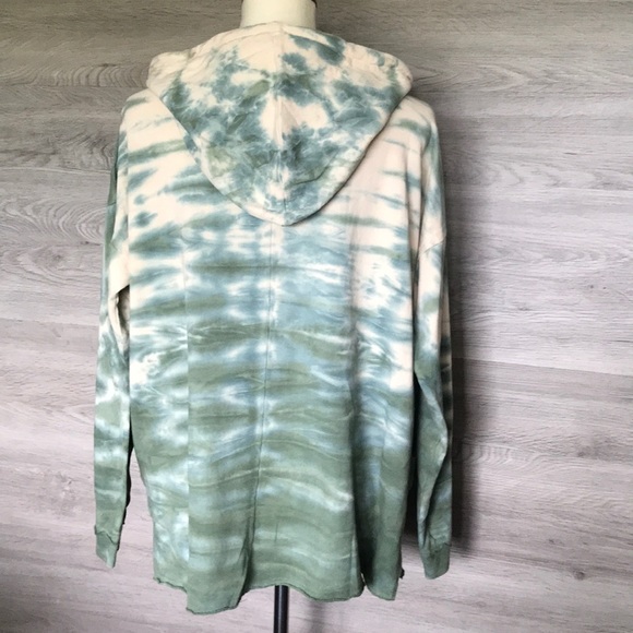 Long Sleeve Oversized Terry Hoodie, Faded Olive - Picture 3 of 7